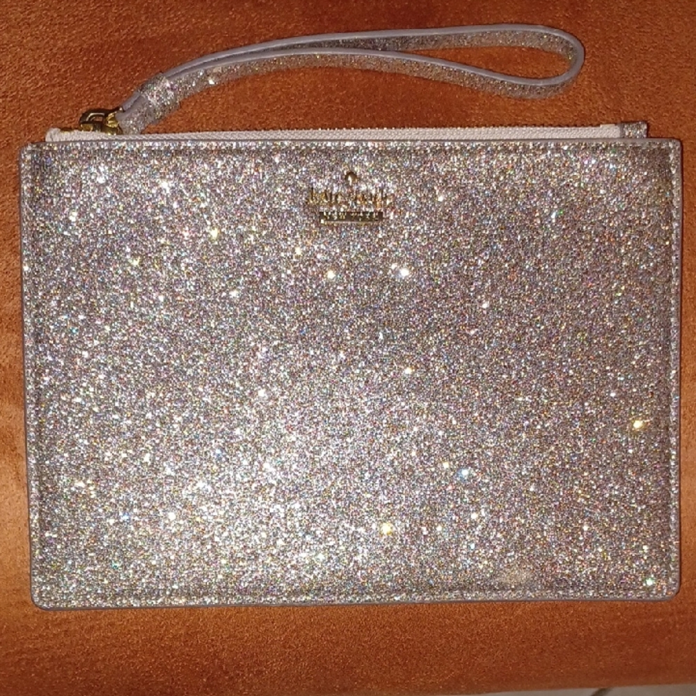 Kate Spade Sparkling Silver XL Wristlet
